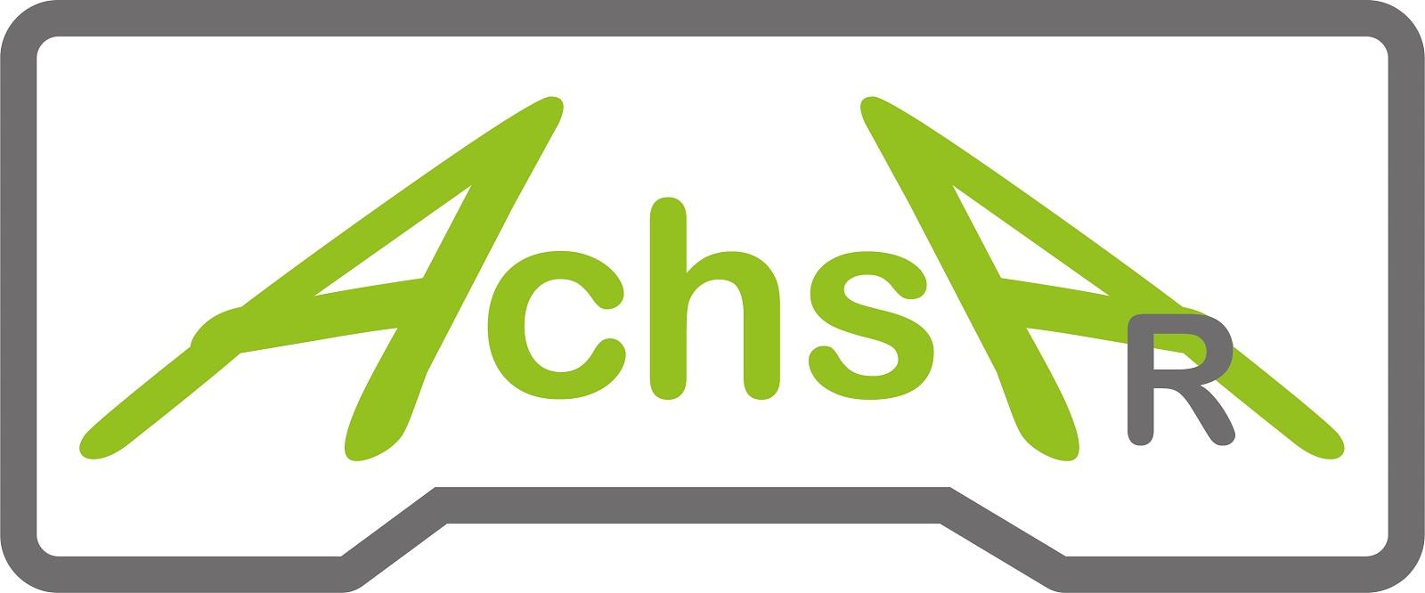 das Logo zeigt einen grünen Schriftzug AchsAR umrandet von einer stilisierten VR-Brille das Logo zeigt einen grünen Schriftzug AchsAR umrandet von einer stilisierten VR-Brille